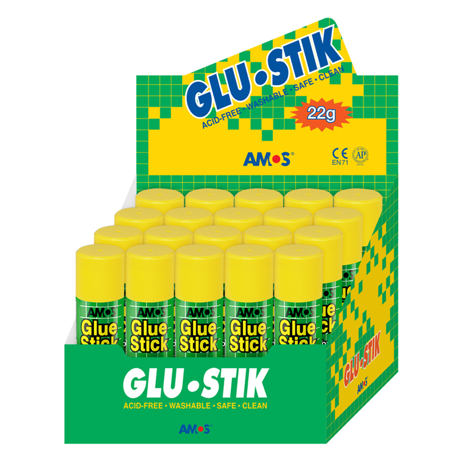 Hộp 20 Chai Hồ Khô Mỹ Thuật White Glue Stick W25 AMOS AGSW25 (25g)