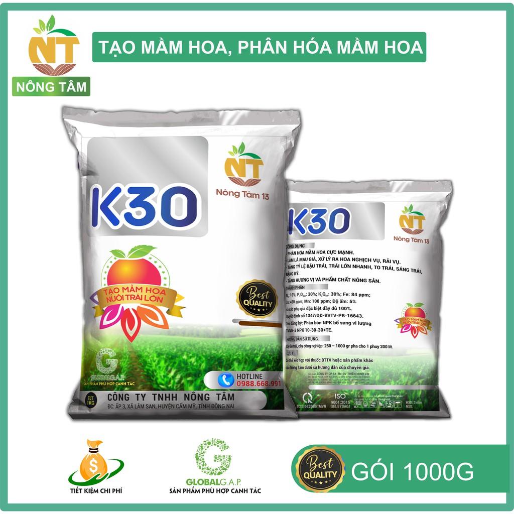 Phân bón lá Siêu tạo mầm hoa, tăng đậu trái K30 chuyên cho hoa cảnh, cây ăn quả, gói 1kg