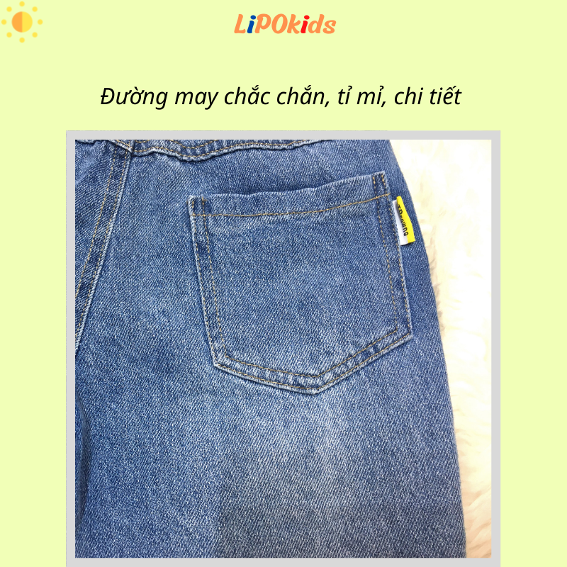 Quần jeans bò bé trai bé gái rách gối phong cách Hàn Quốc năng động OQ050