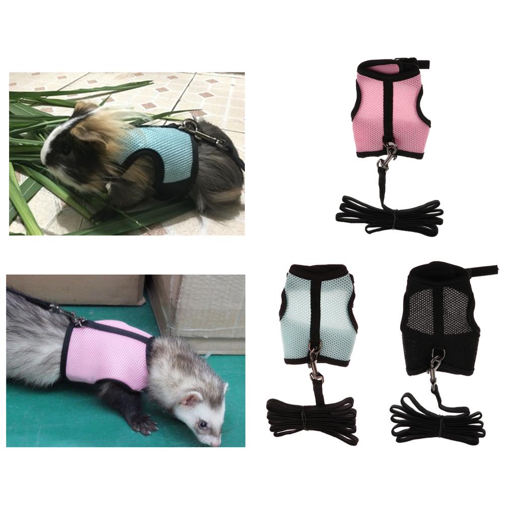 2x Hamster Rabbit Guinea Pig Rat Ferret Breathable Mesh Harness Leash Pink S