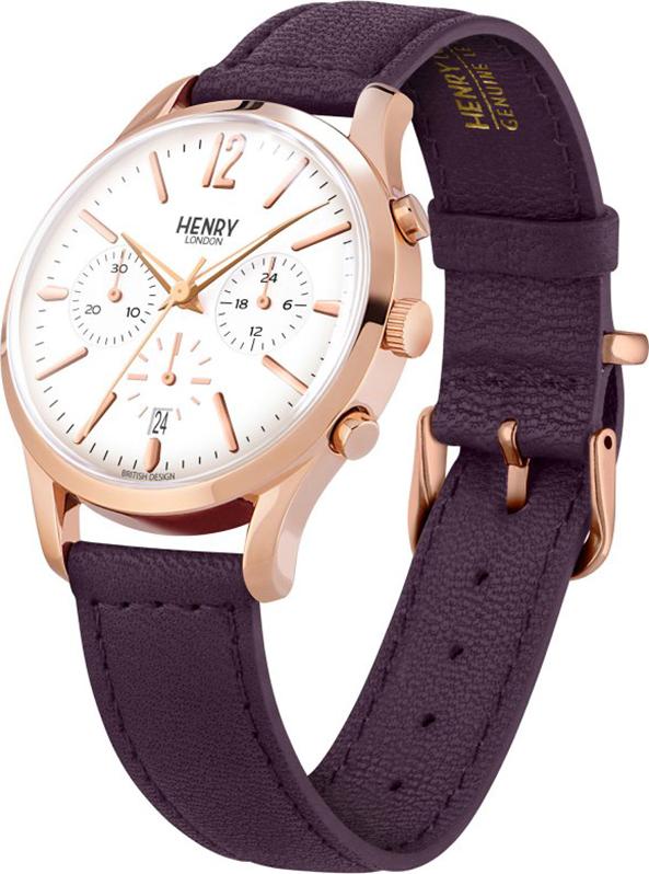 Đồng Hồ Dây Da Bò Henry London HL39-CS-0090 Hampstead (38.5mm) - Tím + Dịch Vụ Khắc Tên