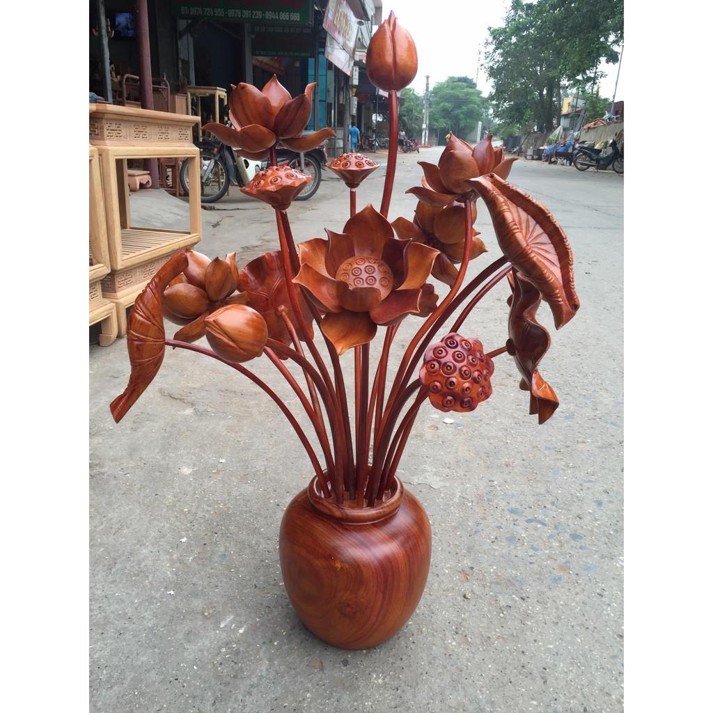 Bình hoa sen gỗ hương