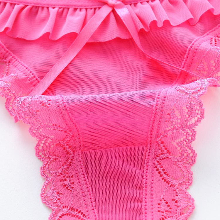 Combo 2 quần lót nữ, quần lọt khe, quần lót tam giác ren lưới xuyên thấu sexy, đính nơ xinh xắn LYEQ052