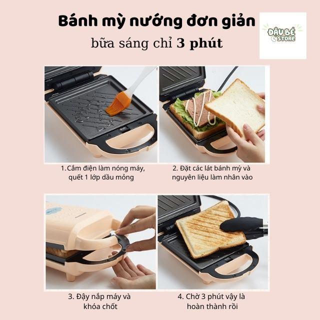 Máy nướng bánh mì sandwich / waffle - máy kẹp nướng bánh mì / mỳ Bear đa năng CHÍNH HÃNG - DAUBE - MNB-001