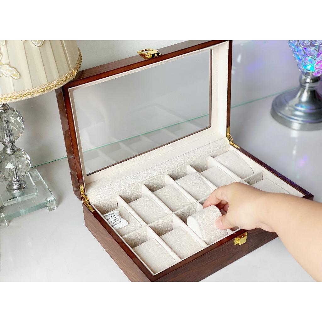 Hộp Đựng Đồng Hồ Bằng Gỗ 12 Ngăn Cao Cấp 009