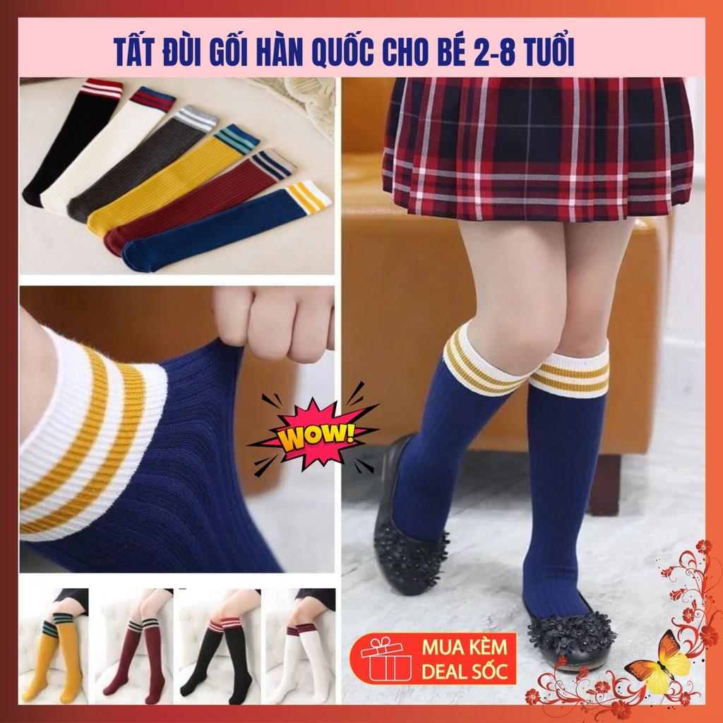 Tất đùi cho bé gái từ 2 đến 8 tuổi phong cách Hàn Quốc - Vớ cao ngang đầu gối, chất liệu mềm co giãn TT003