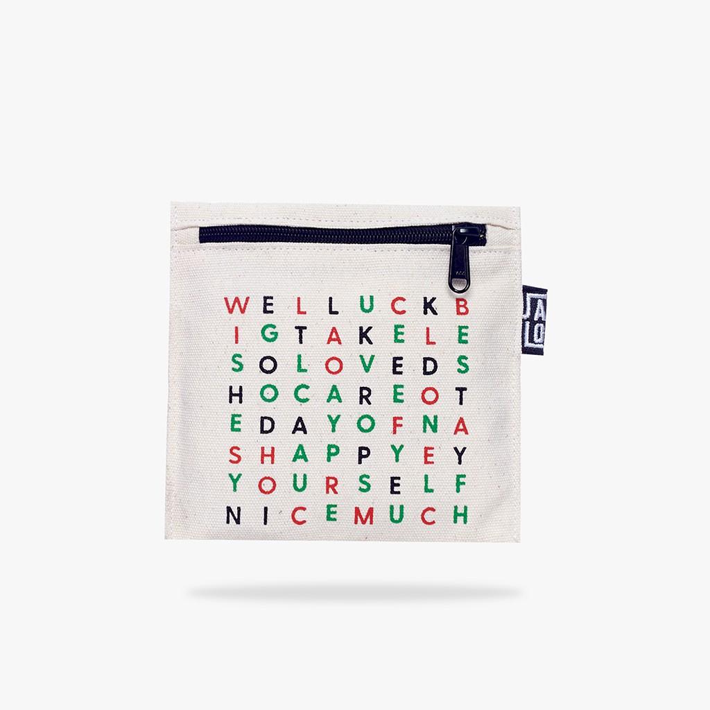 Bóp ví nhỏ gọn vải canvas in ô chữ làm quà tặng Crossword Pouch JAMLOS