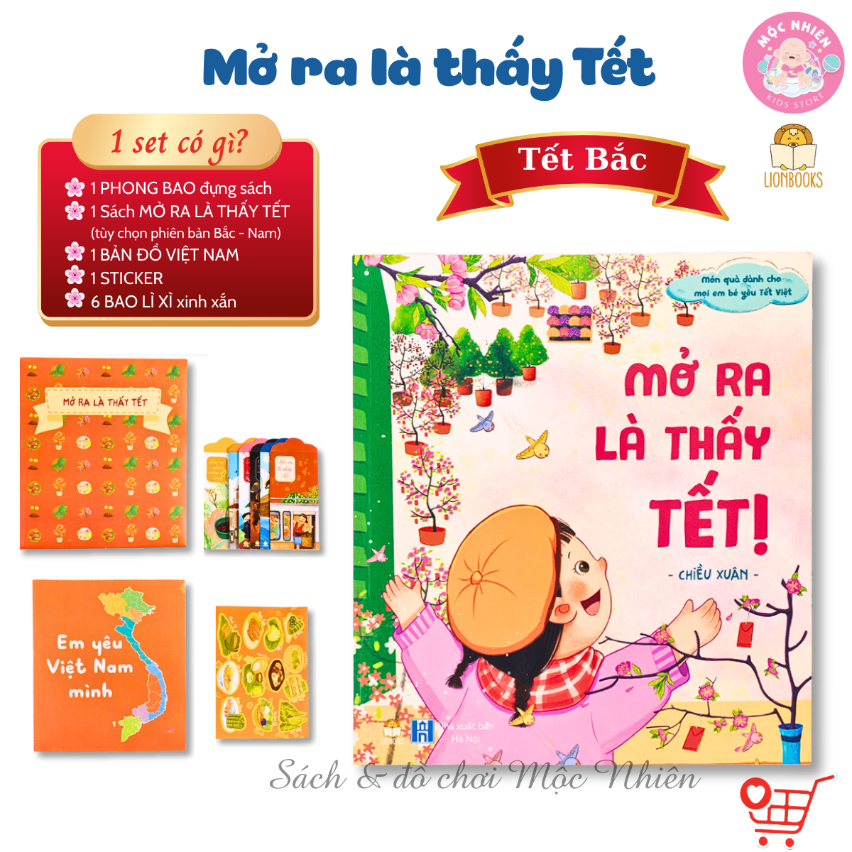 Sách Tết 2023 - Set Mở ra là thấy Tết  kèm quà tặng cho bé - Lionbooks Mộc Nhiên