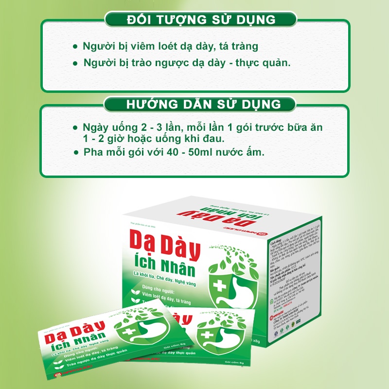 Dạ Dày Ích Nhân, hỗ trợ giảm các triệu chứng viêm loét dạ dày, trào ngược dạ dày
