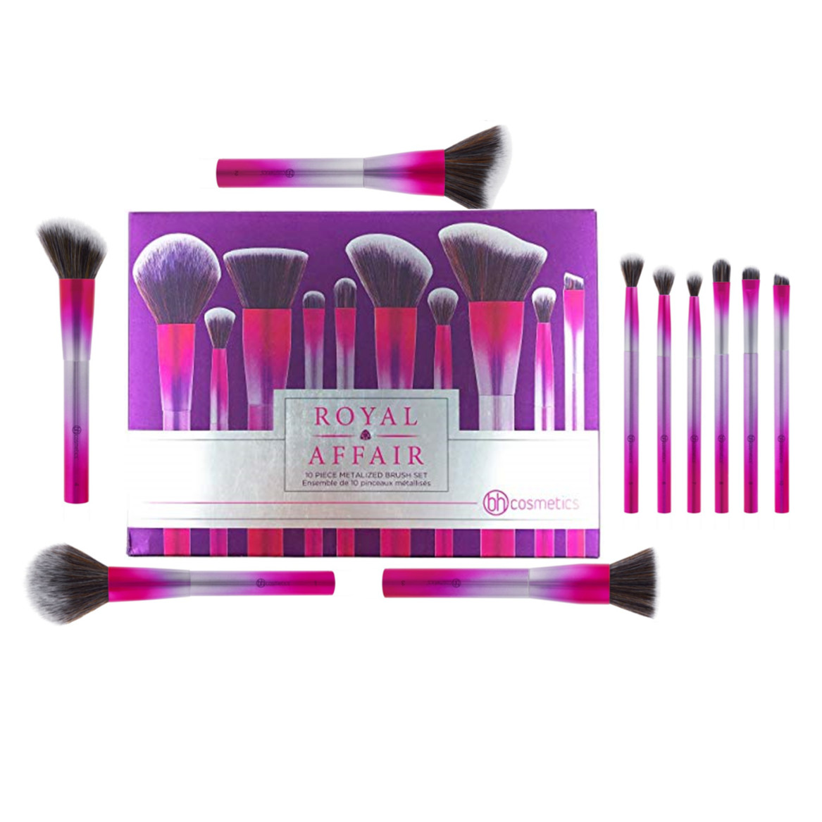 Bộ 10 cọ trang điểm  Bh Cosmetics Royal Affair Brush Set 10 Piece Metalized Brush Set