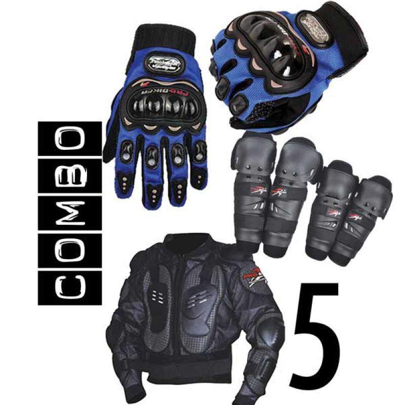 Combo 5 :Găng tay + Bó gối + Áo giáp lưới Pro-biker