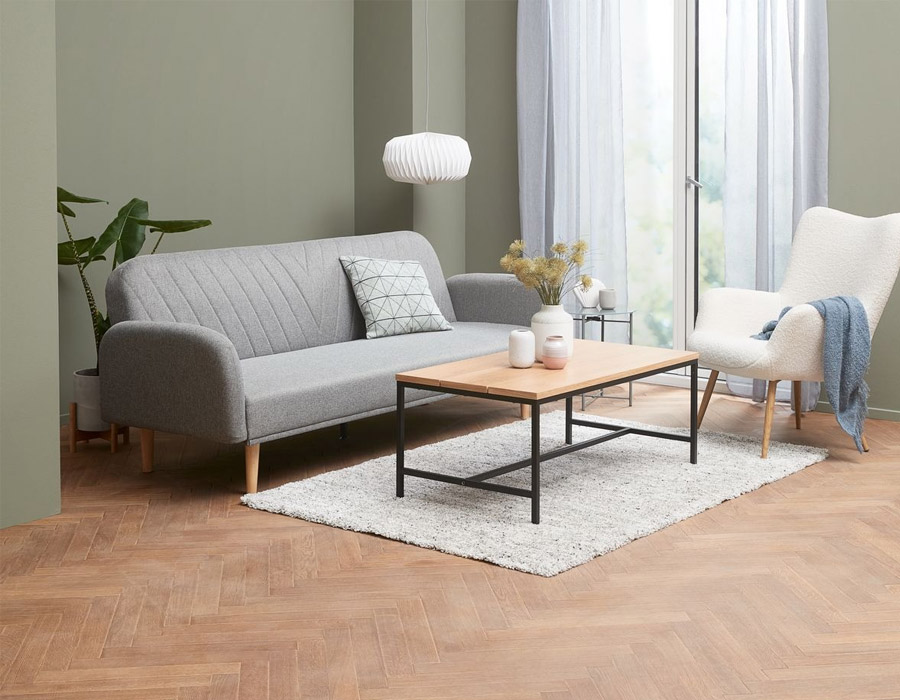 Sofa giường | JYSK Paradis | vải polyester | xám nhạt | R209xS80/104xC80cm