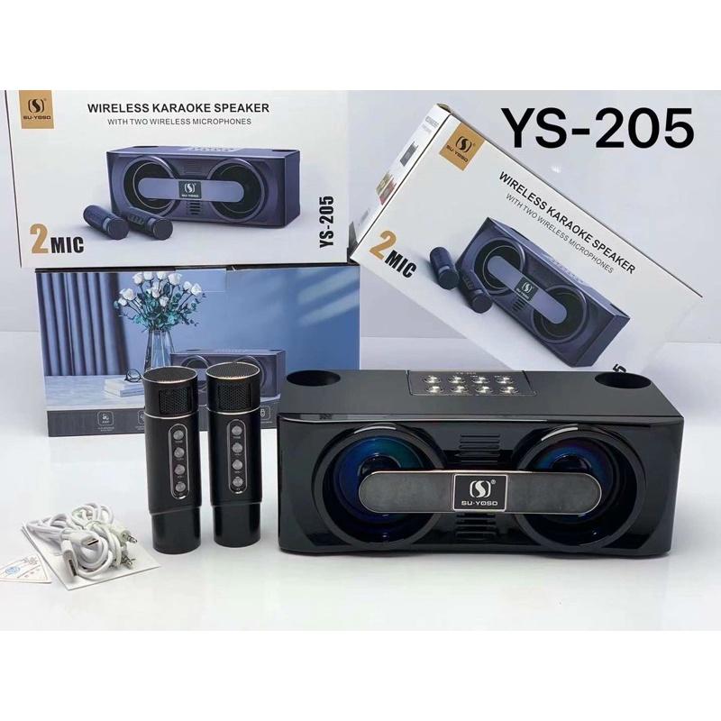 Loa Kèm Micro Bluetooth Karaoke YS-205 Có 2 Micro Không Dây âm thanh hay bắt mic tốt Bảo Hành 12 Tháng