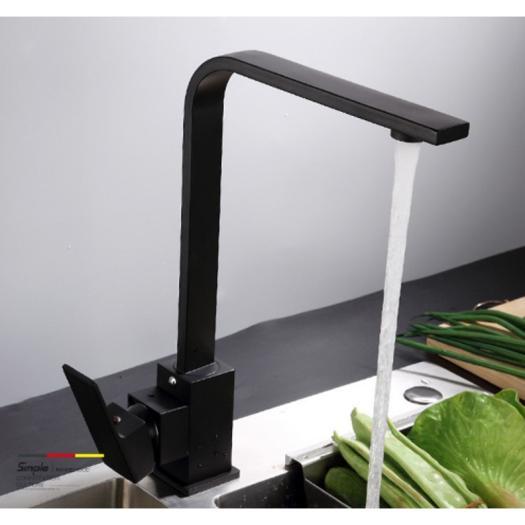 Vòi rửa bát vuông nóng lạnh được phủ phủ nano đen