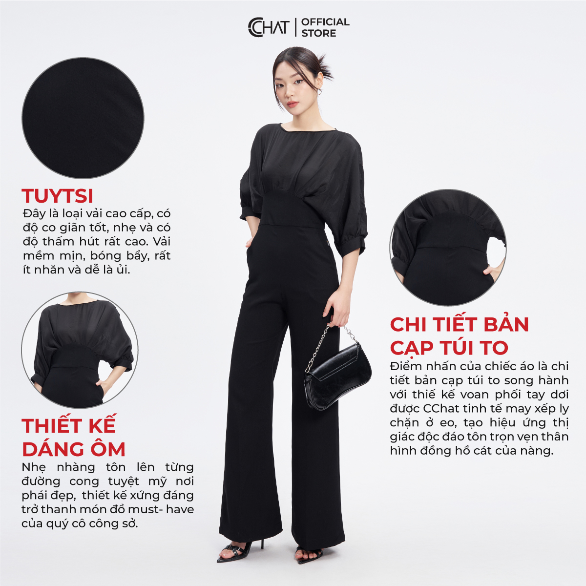 Jumpsuit Nữ Kiểu Phối Ly Thân Trước Chất Tuytsi Cao Cấp Mềm Mịn 53JDS8002ST