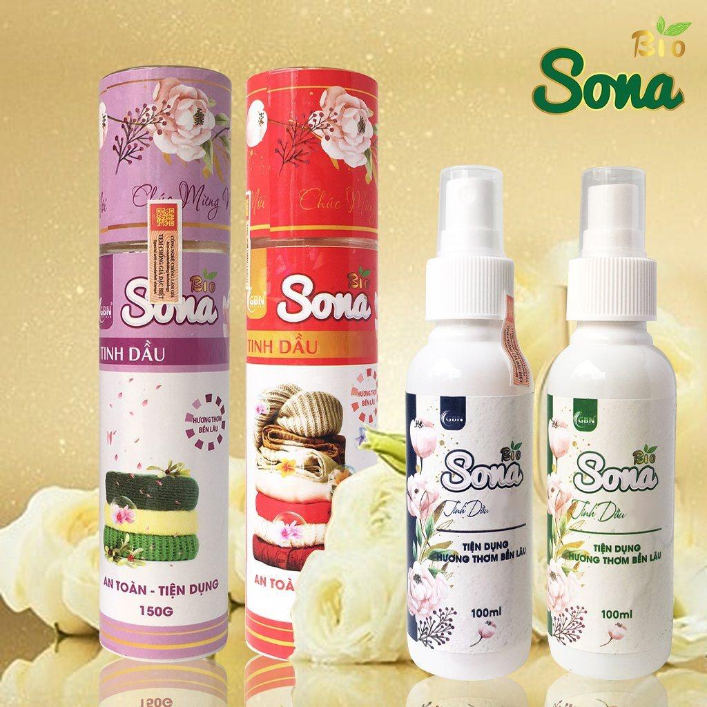 Xả vải khô nước xịt thơm quần áo Sona 100ml/150ml lưu hương lâu 48h làm mềm vải tiết kiệm thời gian xả nước