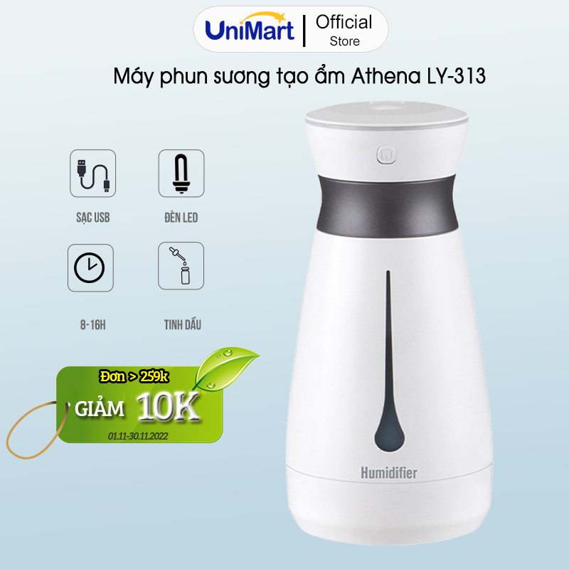 Máy Phun Sương Tạo Ẩm Khuếch Tán Tinh Dầu Cao Cấp Damas LY313 - Thiết Lập 2 Chế Độ Phun Sương Biệt Lập - Kết Hợp Đèn Led 7 Màu Hiện Đại - Hàng Chính Hãng
