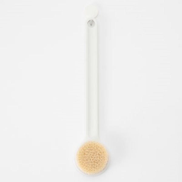 Bàn chải chà lưng, massage toàn thân cán dài Shower Brush, có móc treo - Màu trắng