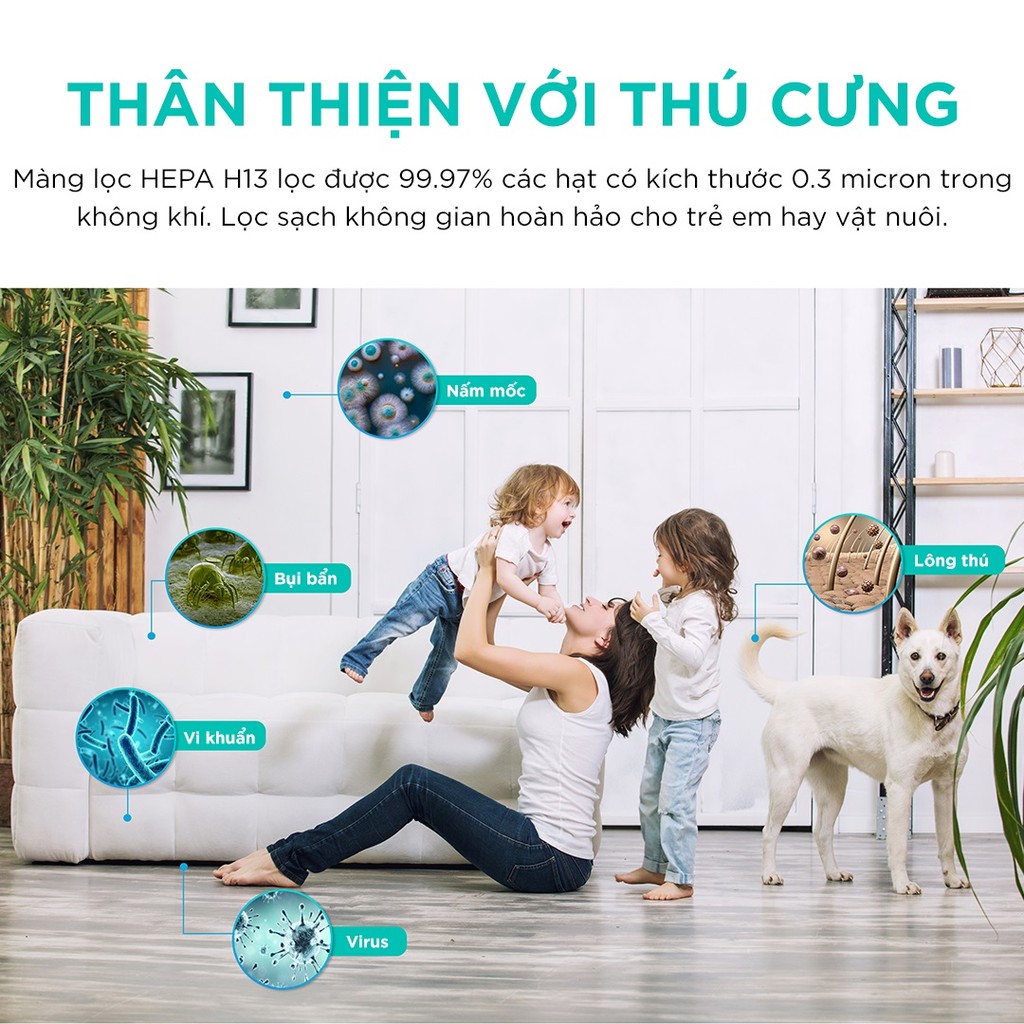 Máy Lọc Không Khí Hàng Chính Hãng Levoit Core P350 40m2 Bộ Lọc HEPA 13 Lọc Lông/Mùi Thú Cưng Chó Mèo - Kháng Khuẩn - báo hiệu khi phải thay lõi lọc