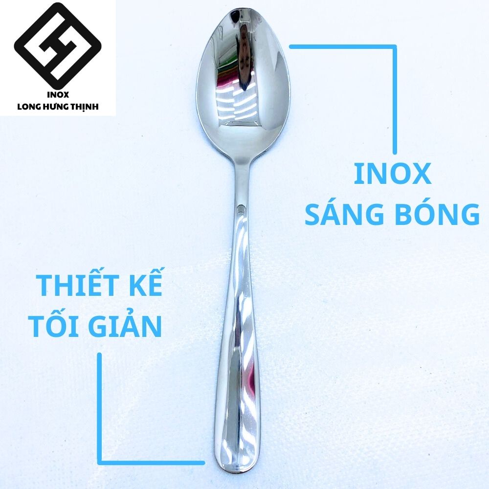 Muỗng thìa ăn cơm Inox cao cấp sáng bóng, cán muỗng trơn tinh tế tối giản, gia dụng Inox phòng bếp tiện lợi