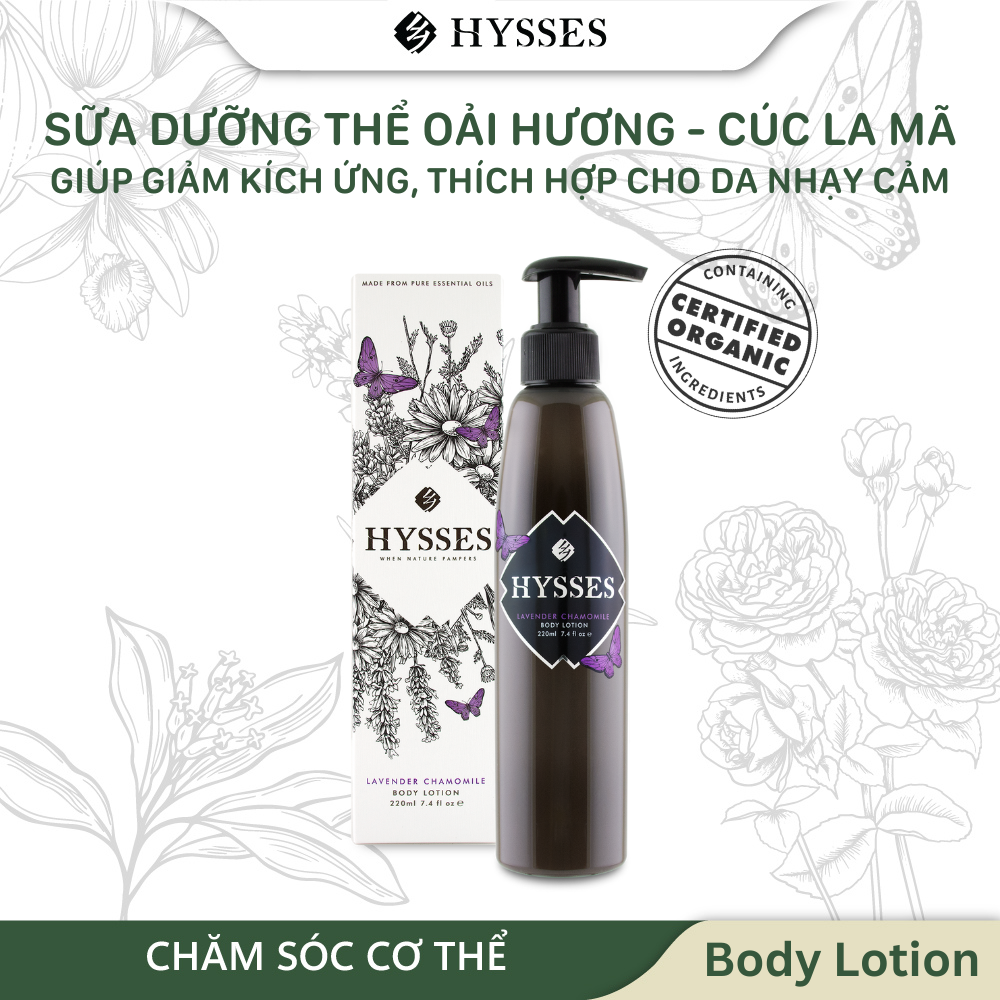 Sữa Dưỡng Thể Cao Cấp Hysses Body Lotion Giúp Giải Tỏa Căng Thẳng, Dưỡng Ẩm Chuyên Sâu Cho Da Nhạy Cảm Với Tinh Dầu Cúc La Mã - Oải Hương Hữu Cơ Tự Nhiên