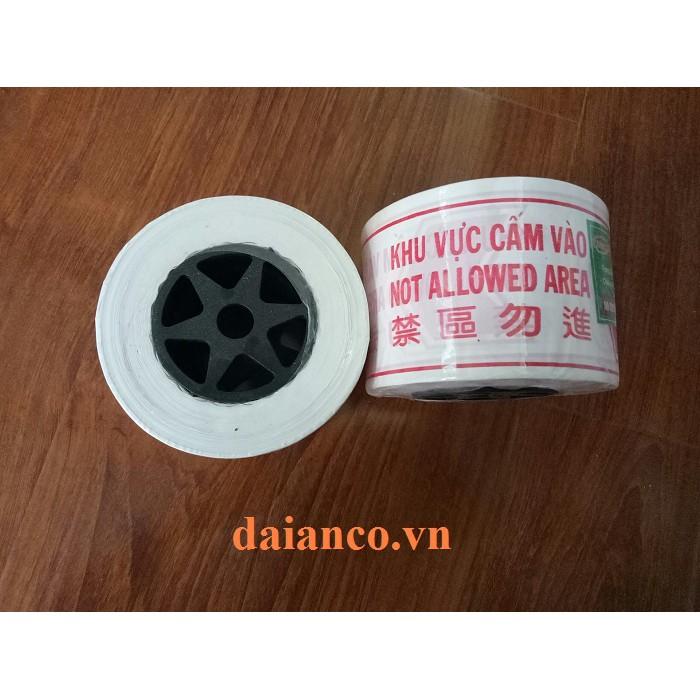 Cuộn dây rào chắn khu vực cấm vào 2 mặt màu trắng đỏ - 8cm x 100m