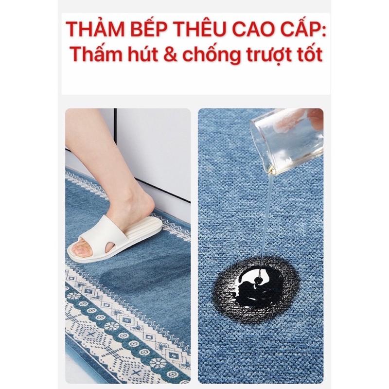 Thảm bếp thêu dệt cao cấp thấm nước, chống trơn trượt size lớn