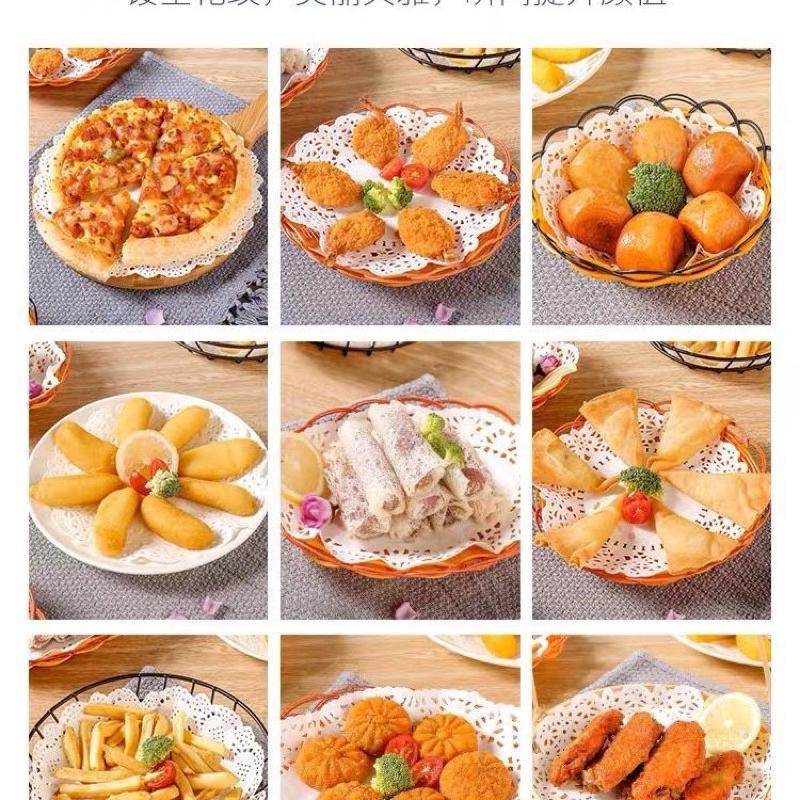 Set 100 tờ giấy nến tròn HOA VĂN thấm dầu đục lỗ lót thức ăn, đồ chiên rán, bánh ngọt phong cách Vintage decor bàn ăn