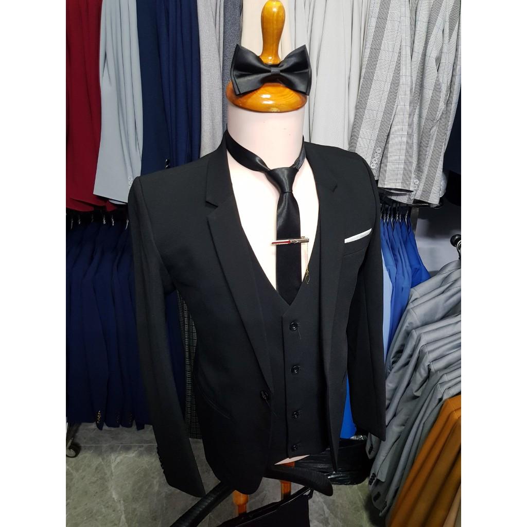 Combo bộ vest nam màu đen ôm body