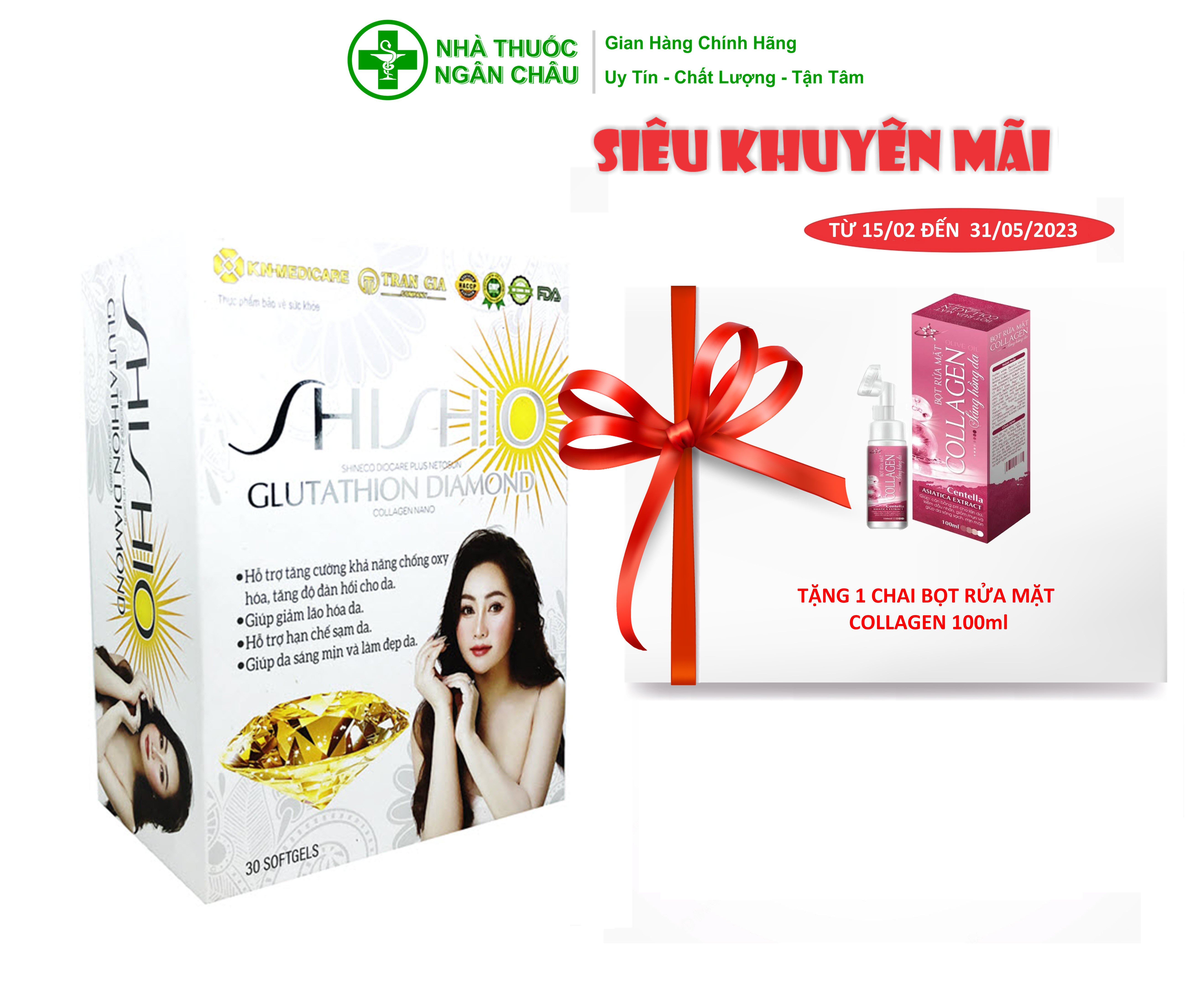 Viên Uống Đẹp Da Chống Nắng SHISHIO GLUTATHION DIAMOND  - Giúp Da Sáng Mịn và Làm Đẹp Da
