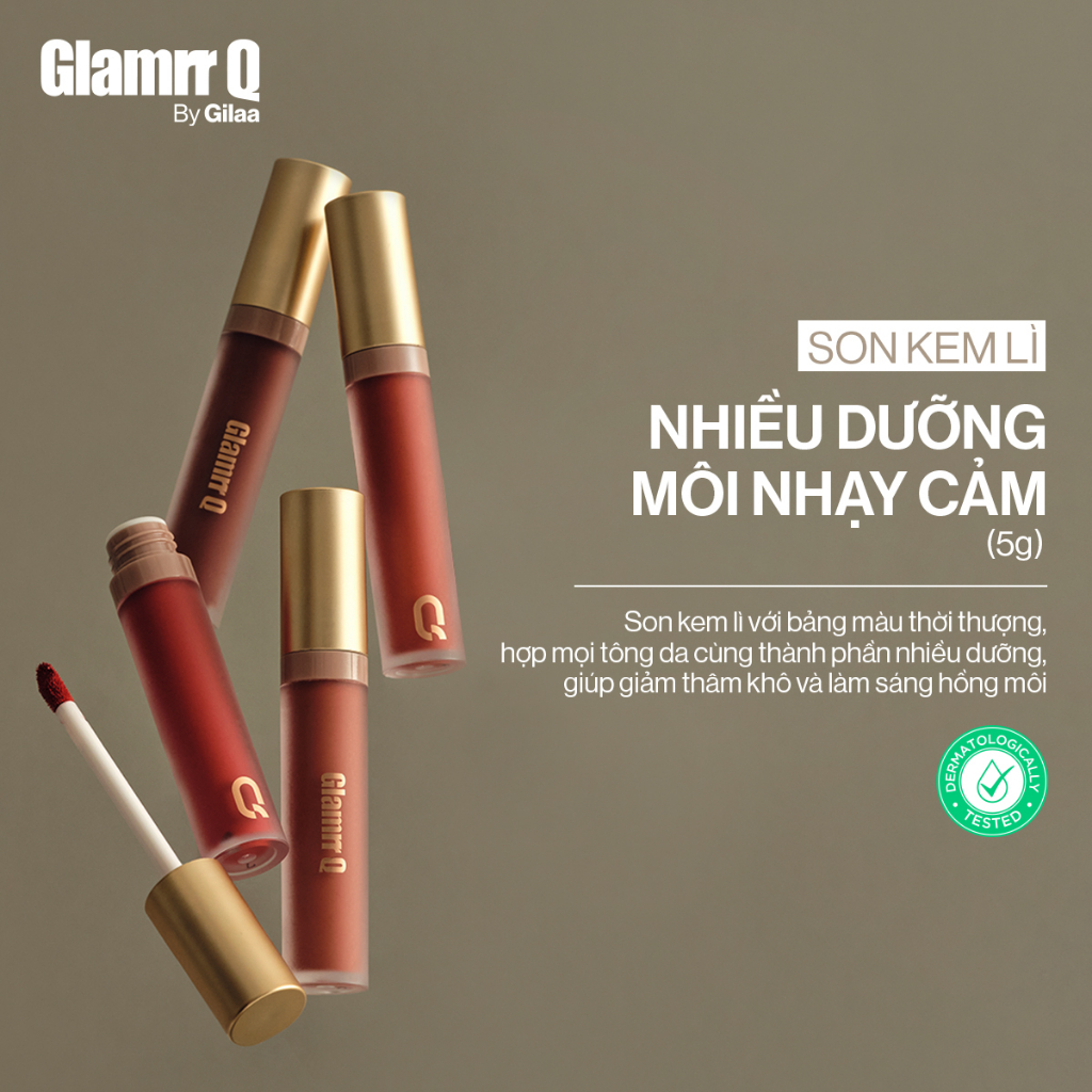 [Freeship10k đơn 249k] Son kem lì nhiều dưỡng GLAMRR Q LONG WEAR LIP CREAM 5g by Gilaa