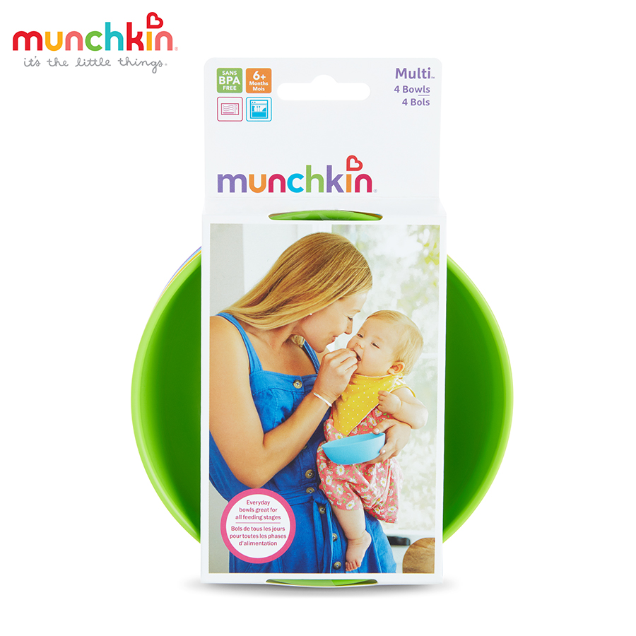 Bộ 4 bát ăn dặm cao cấp cho bé Munchkin (phù hợp cho bé ăn theo phương pháp tự chỉ huy hay ăn dặm kiểu Nhật)