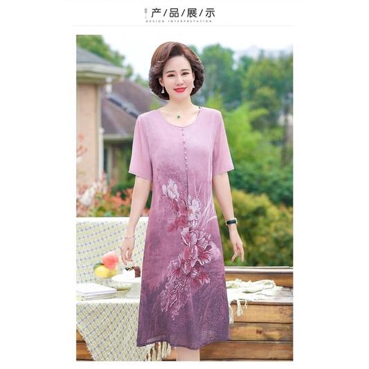 Váy suông dự tiệc trung niên nữ cho bà cho mẹ- đầm nữ chất liệu voan kiểu dáng sang trọng