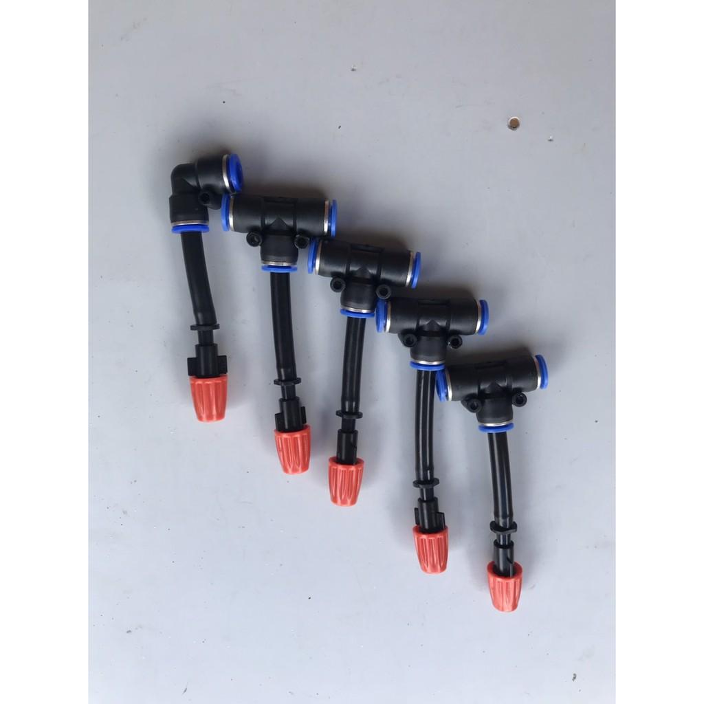 5 BỘ BÉC PHUN SƯƠNG 1 HƯỚNG MÀU CAM KÈM NỐI NHANH T 8MM