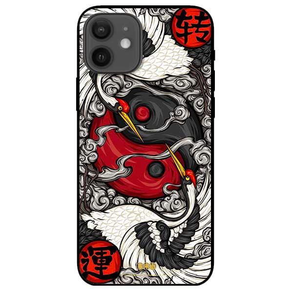 Ốp lưng dành cho Iphone 12 Mini - Iphone 12 - Iphone 12 Pro -  Iphone 12 Pro Max - Chim Hạc Trắng Đen