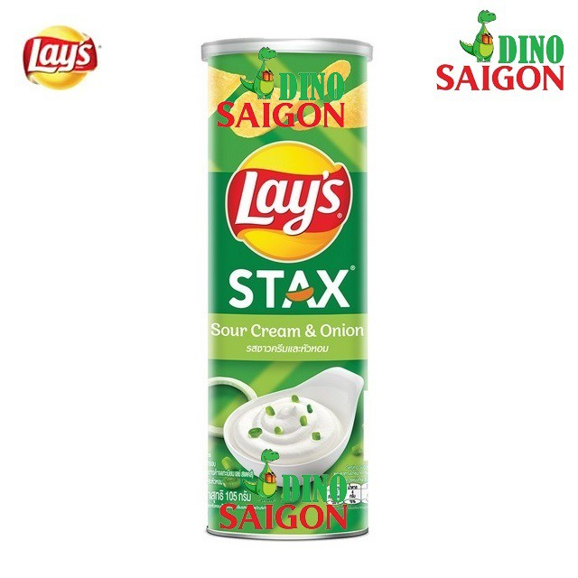 Snack khoai tây Lay's Stax thái vị kem chua hành 105g