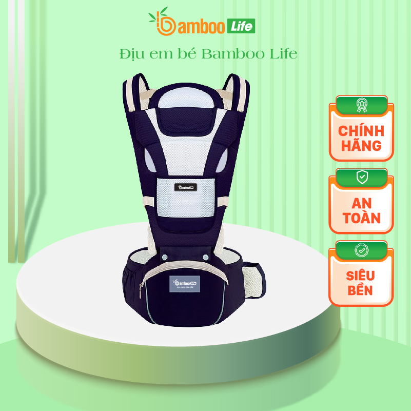 Địu em bé Bamboo Life BL031, địu 4 tư thế có đỡ cổ địu bé sơ sinh 0-36 tháng trợ lực, đa chức năng có ghế chống gù siêu nhẹ cho trẻ em đi xe máy, đi chơi, đi siêu thị an toàn