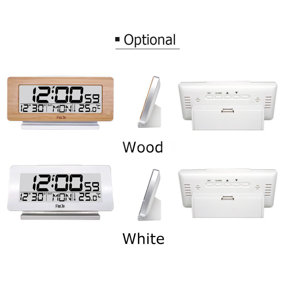 Đồng Hồ Báo Thức Kỹ Thuật Số Bằng Gỗ Có Màn Hình Lcd Hiển Thị Nhiệt Độ C / F