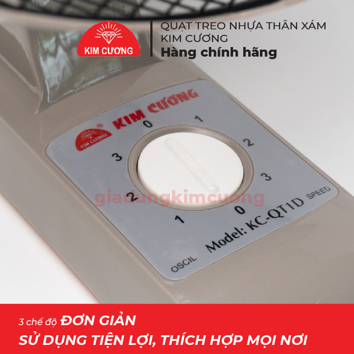 Quạt Treo Tường Giá Rẻ Kim Cương - Quạt Treo Tường 1 Dây - Hàng Chính Hãng