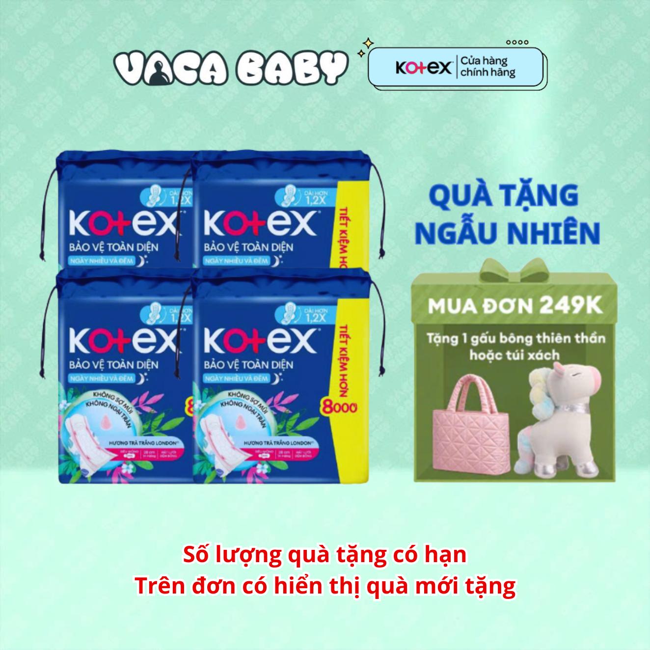 Combo 4 Gói Băng Vệ Sinh Kotex Bảo Vệ Toàn Diện Ngày Nhiều Và Đêm Siêu Mỏng Cánh 28cm Gói 14 Miếng
