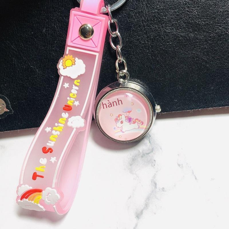 Tốt Nhất Mới Flip Cover Đồng Hồ Bỏ Túi Trẻ Em Dễ Thương Móc Khóa Xoay Đồng Hồ Thạch Anh Sinh Viên Sáng Tạo Ins Đồng Hồ Kỳ Lân