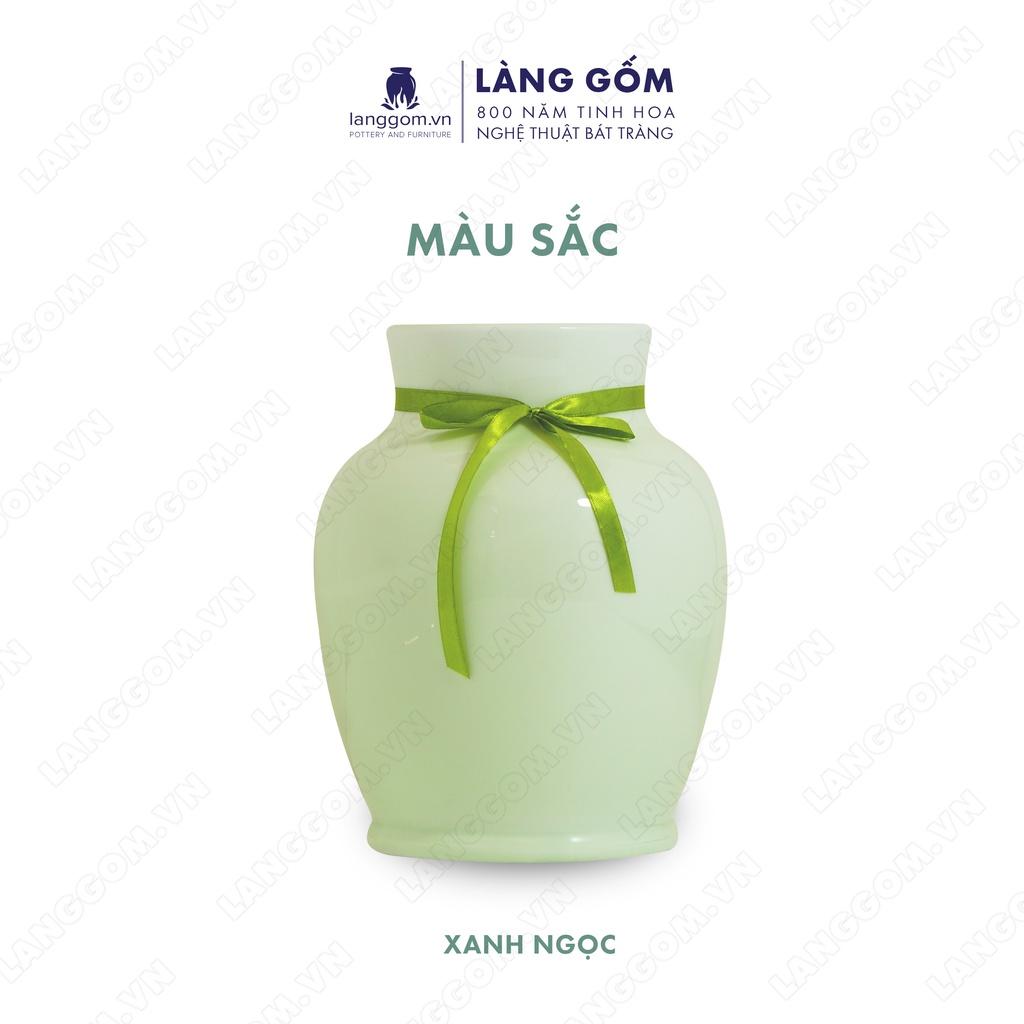 Bình hoa, lọ hoa Gốm sứ Bát Tràng cao cấp Men ngọc vô cổ cao dùng làm quà tặng, trang trí - Làng Gốm Bát Tràng