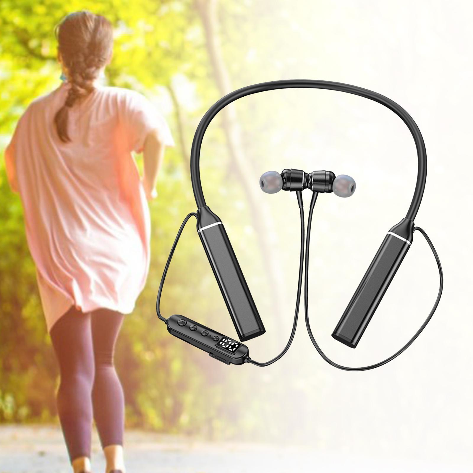 Neckband Headphones V5.3 Stereo Earpieces for Gym Running Working Laptop