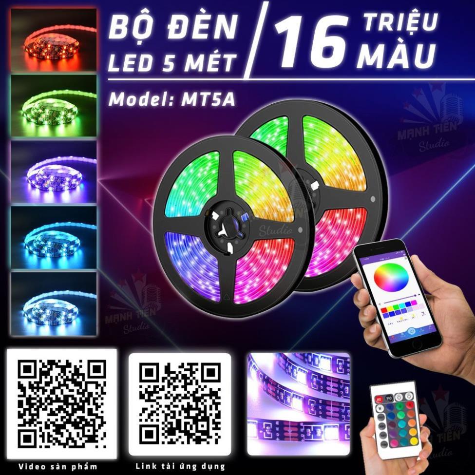 Cuộn đèn dây led 5m 16 triệu màu sắc RGB - Điều khiển bằng điện thoại smartphone, remote - Bọc silicon chống nước