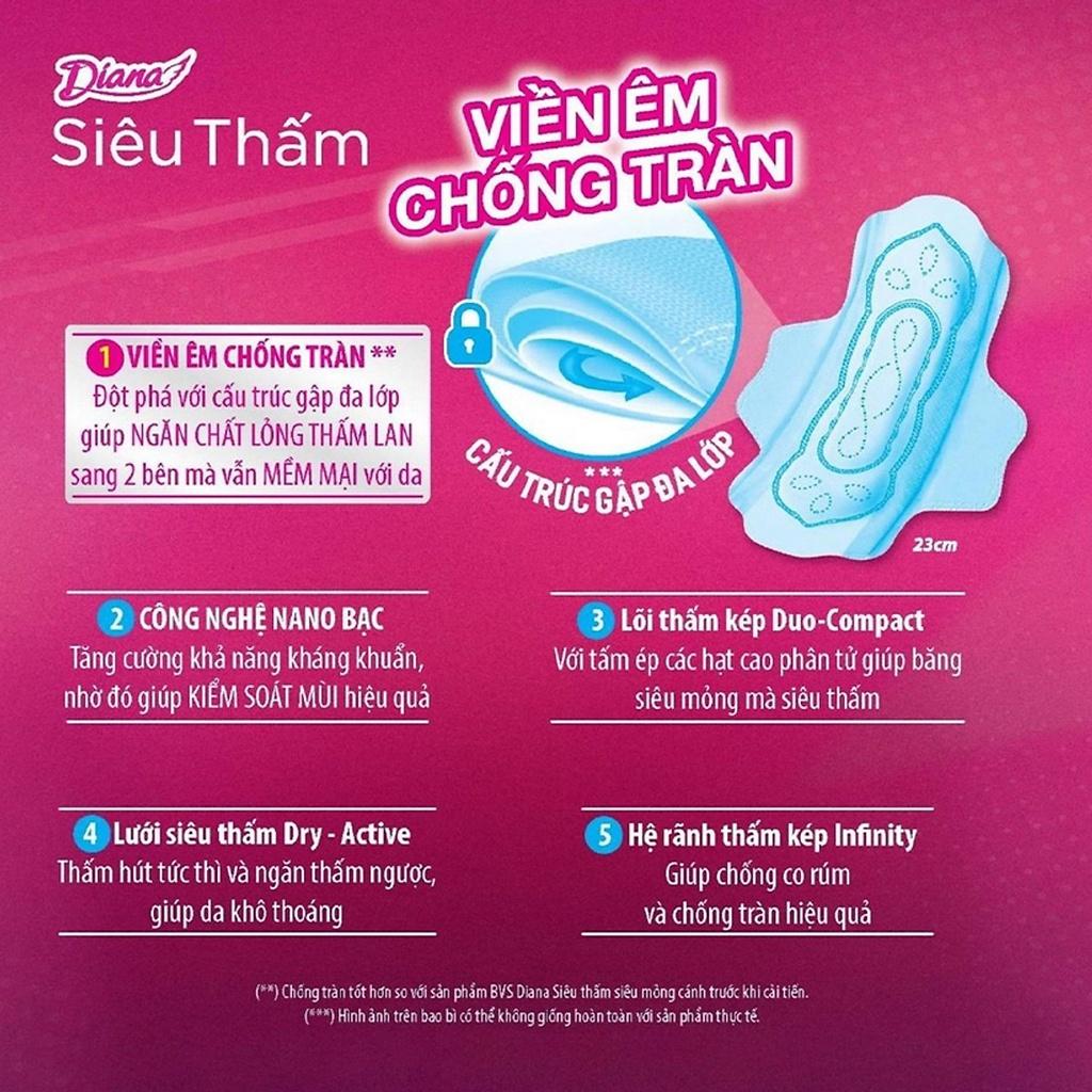 Băng vệ sinh Diana Siêu thấm Maxi có cánh 8 miếng/gói