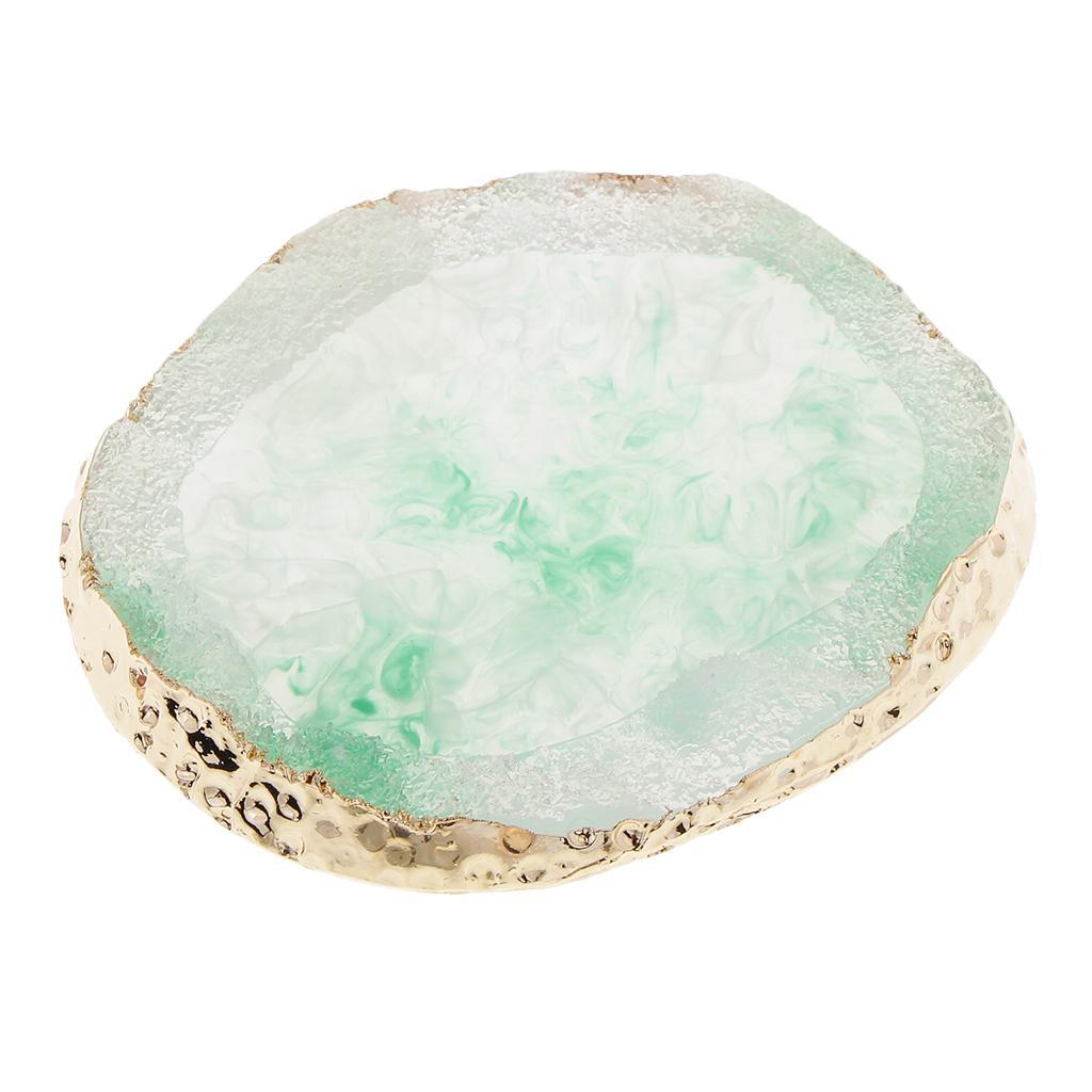 8x Imitation Agate Nail Art Palette Drink Coaster Cup Mat Decors Green