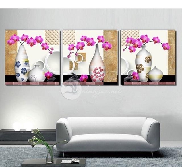Bộ 3 tranh hoa đẹp kích thước 40*40