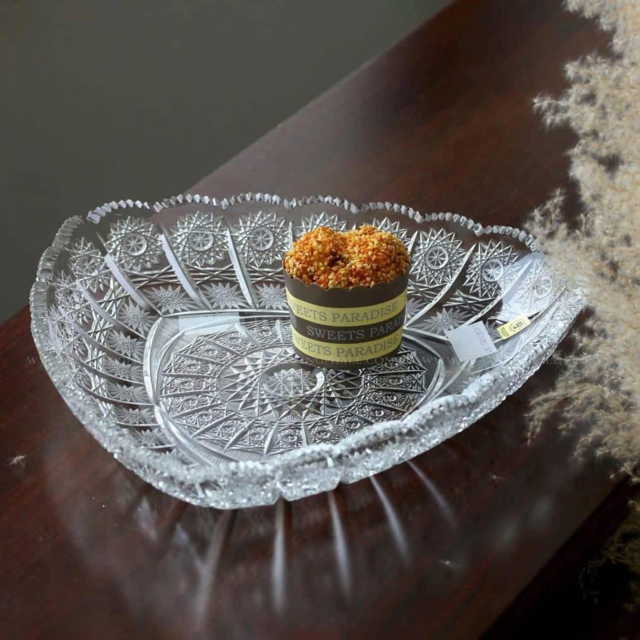 Đĩa pha lê Bohemia tam giác mới nhất 2023 đường kính 30cm hàng chính hãng