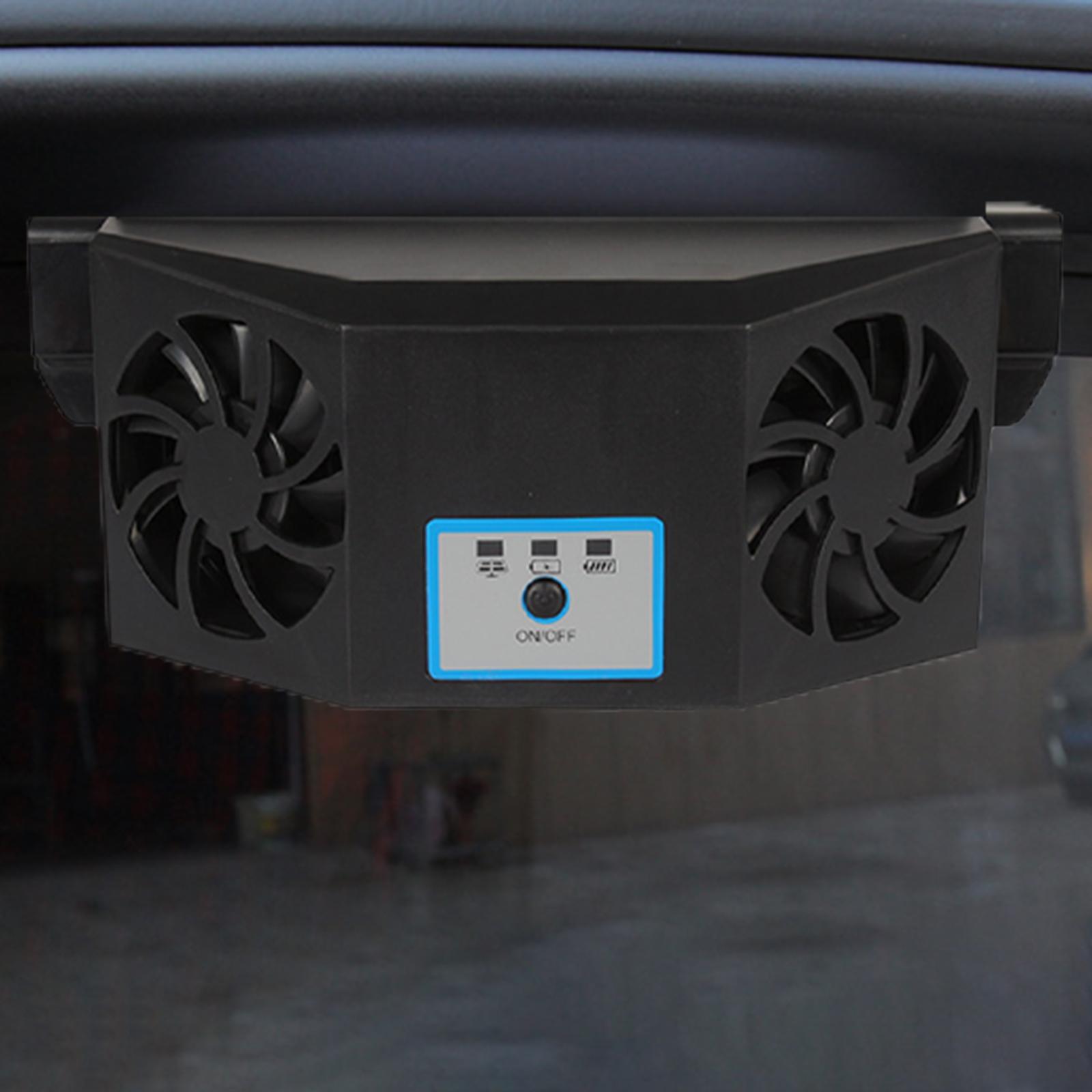 Car Exhaust Fan Solar/USB Dual Charging Auto Air Vent Cooling Fan
