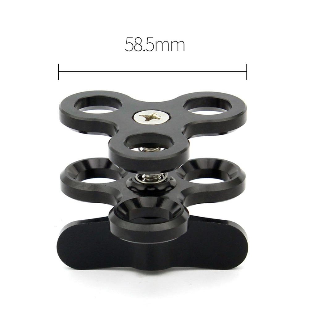 Nâng cấp Kẹp 3 lỗ nhôm Triple Butterfly Clip Light Light Arm Ball Head Mount Bộ chuyển đổi cho máy ảnh hành động